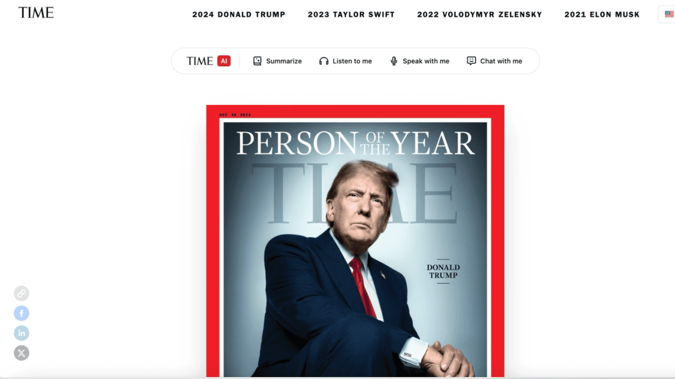 The tool can answer questions about Time's Person of the Year.
